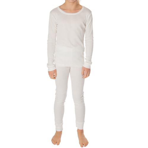 Black Snake® Thermounterwäsche Kinder Thermo Unterwäsche Lange Unterhose + Langarm Unterhemd - Creme - 110-116