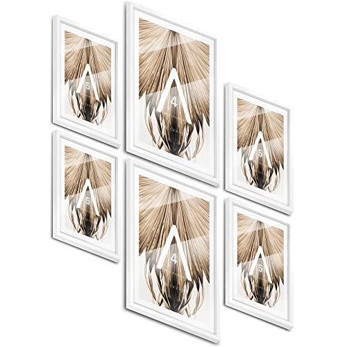 BLCKART Bilderrahmen Set | 2x A4 | 4x A5 | Hochwertige DIN A4 Holz Rahmen Weiß für Poster Sets