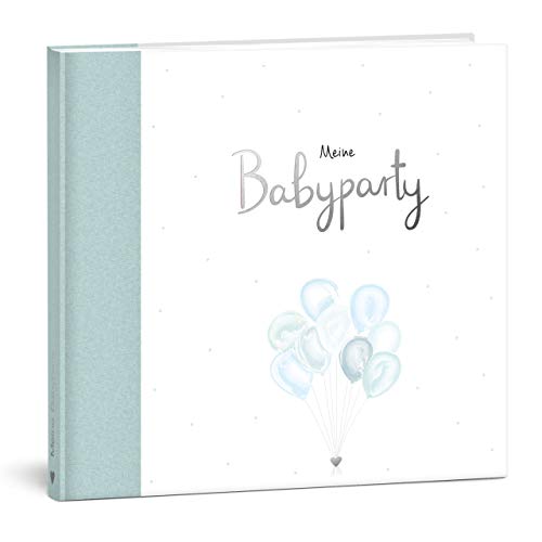 MINTKIND® Meine Babyparty - Gästebuch und Fotoalbum zur Baby Shower Geschenk für eine unvergessliche Party I Hardcover Album Junge blau mint