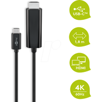 GOOBAY 77528 - USB 3.1 Kabel, C Stecker auf HDMI Stecker, 1,8 m