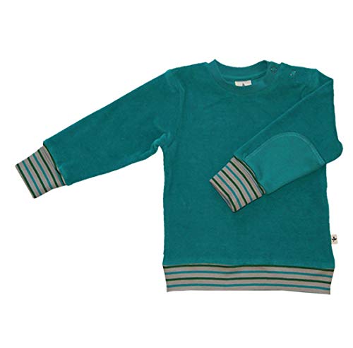 Leela Cotton Baby Kinder Nicky Sweatshirt Bio-Baumwolle 6 Farben Wählbar Jungen Mädchen Langarmshirt T-Shirt Gr. 62/68 bis 116 (74/80, ozeanblau)
