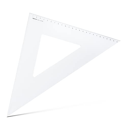 Aristo AR4526 Dreieck 45° (Kathete 260mm, Hypotenuse 368mm, abriebfeste Tiefprägung der Teilung, Plexiglas) transparent