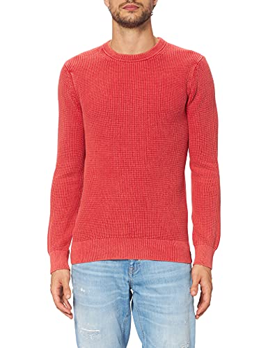 Superdry Herren Academy Dyed Textured Crew Pullover Sweater, Washed Campus Red, XXL