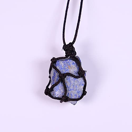 FORLUZ Natürlicher Kristall-Quarz-Netz-Taschenanhänger, Kristall-Halskette, Steinbehänge, Bastelarbeiten mit Webseil Steine (Color : Lapis Lazuli)