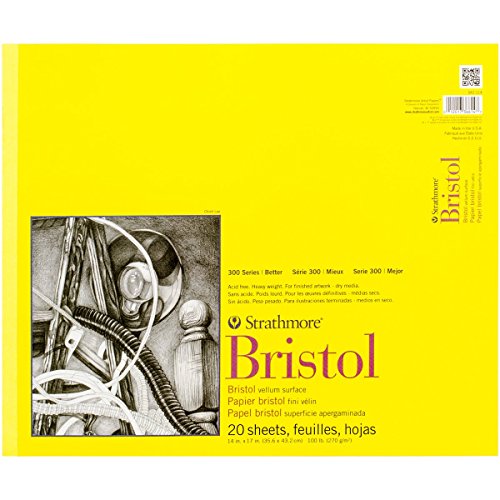 Strathmore 300 Series Bristol Vellum Pad, 14"x17", Tape Bound, 20 Sheets