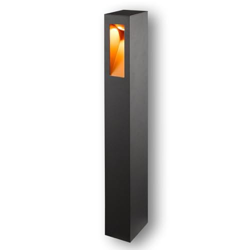 Lampenwelt LED Außenleuchte 'Jenke' (spritzwassergeschützt) (Modern) in Schwarz aus Aluminium (1 flammig, A+, inkl. Leuchtmittel) - Wegeleuchte, Pollerleuchte, Wegelampe, Sockelleuchte