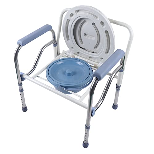Begoniape Toilettenstuhl für Senioren, Faltbar Toilette Rollstuhl bis 150kg, Stuhl Toilette mit Rutschfestes Fußpolster für Patienten Senioren Behinderte und Schwangere
