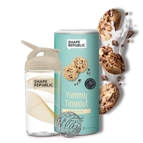 Shape Republic Slim Shake Cookie Dough (420g) + BlenderBottle Gold Bundle | Protein Shake mit Shaker | Vollwertiger Mahlzeitenersatz mit wertvollen Vitaminen