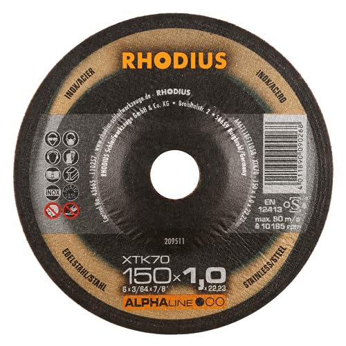 RHODIUS XTK70 Ø 150 mm, 25x extra dünne INOX Trennscheiben Metall, Made in Germany, für Winkelschleifer Metalltrennscheibe