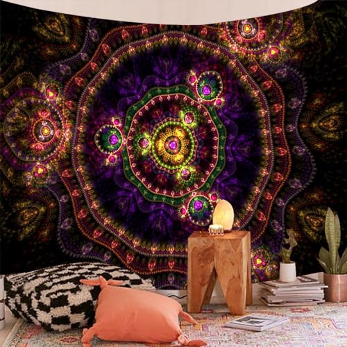 EXQUILEG Wandteppich Mandala, Hippie-Mandala-Wandbehang-Wandtuch Boho für Raumdekoration, Wanddekorationskunst (E,150 * 200cm)