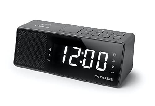 Muse M-172 BT Uhrenradio mit Bluetooth, USB-Anschluss und Ladefunktion (Bluetooth, NFC, USB, AUX-In, PLL UKW Radio, LED-Display, 20 Senderspeicher, Sleep, Snooze) schwarz