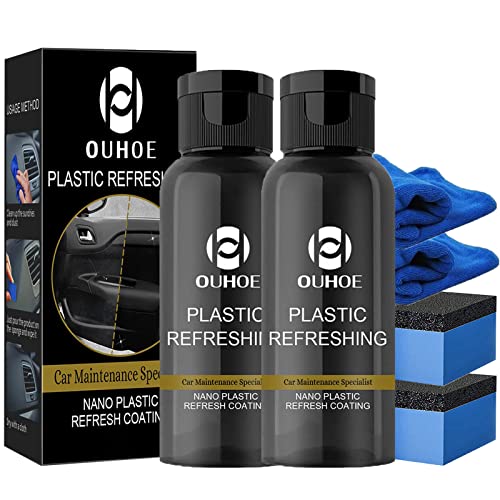 NNBWLMAEE Ouhoe Plastic Refreshing, Car Plastic Revitalizing Coating Agent Set, Nano Plastic Refreshing Coating, Plastic Parts Refurbish Agent for Car, Automotive Interior Cleaning (50ml,2pcs)