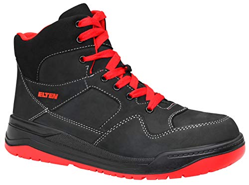 ELTEN Sicherheitsschuhe MAVERICK black-red Mid ESD S3, Herren, sportlich, Sneaker, leicht, schwarz/rot, Stahlkappe - Größe 40