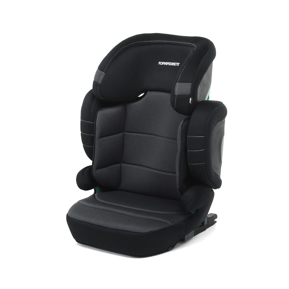 Foppapedretti Open I-Size DualFix Autositz für Kinder Höhe 100 bis 150 cm von 3 bis 12 Jahren, schwarz (Carbon)