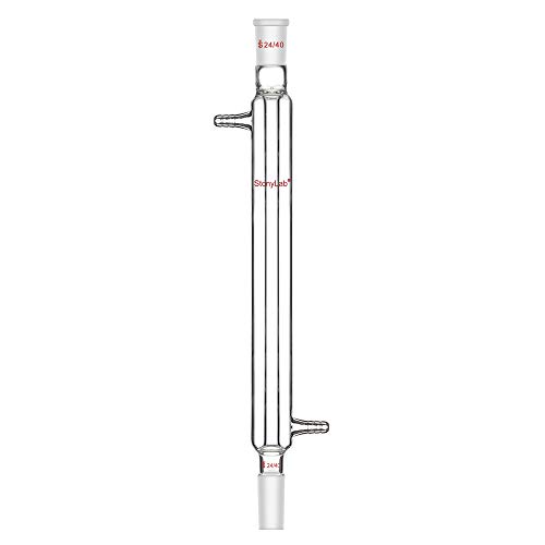 StonyLab Gelenk Liebig Kondensator, Borosilicatglas Liebig Condenser mit 24/40 Joint 300mm Jack Length Lab Glass Destillation Spalte