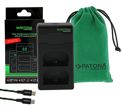 PATONA Premium Twin Performance PD Ladegerät für LP-E6 Akkus Kompatibel mit Canon EOS 60D 70D 5D 6D 7D Mark III