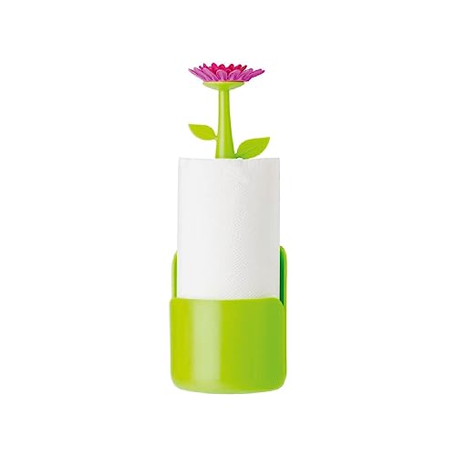 VIGAR Flower Power Küchenrollenhalter, ABS, Polypropylen, grün/Magenta, 15 x 15 x 40 cm