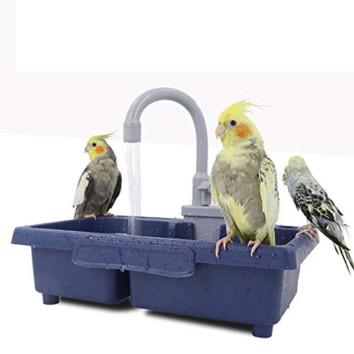 YUNDING Papagei Vogelbadewanne mit Wasserhahn Geruchlos Automatische Badebox Vogeldusche Bad Feeder Dickes Material Vogelbedarf, für Verschiedene kleine und mittlere Vögel