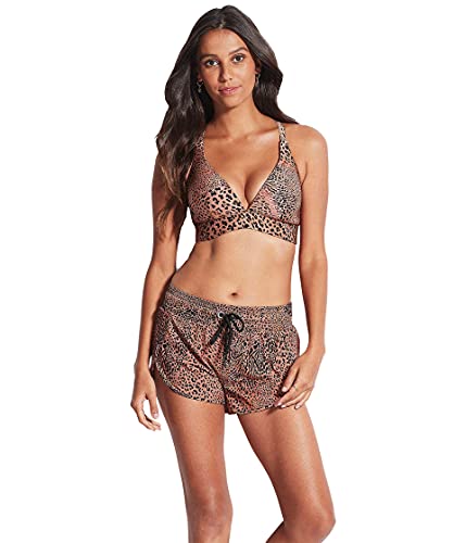 Seafolly Damen DD Longline Triangle Top Swimsuit with Moulded Cup Bikini, Wild Ones Bronze, 36