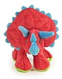 goDog Dinos Triceratops Hundespielzeug mit Kauschutz-Technologie, Plüsch, quietschend, groß, Rot