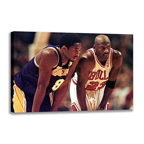 Michael Jordan und Young Kobe Bryant Wandkunst Leinwand Gemälde Poster und Drucke für Wohnzimmer Fan Geschenk (70 x 100 cm ungerahmt)