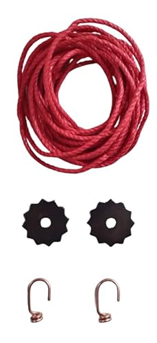KD89 Komplettes Sortiment zur Renovierung von Comtoise Seil – Seil 4,20 m Rot, zwei Haken und Unterlegscheiben mit Sternanschlag, verstärkt – hergestellt in Le Jura