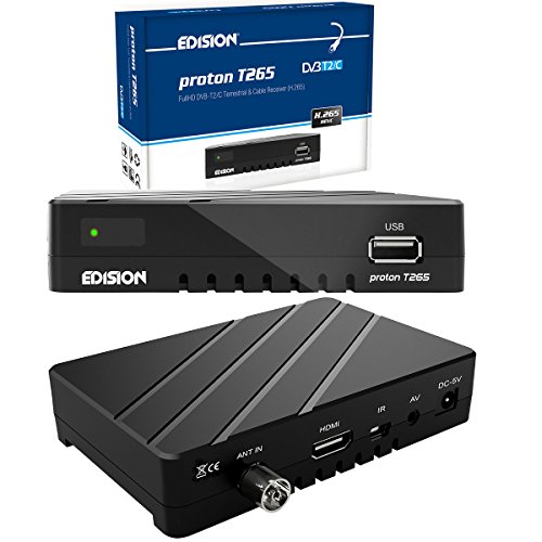 Edision proton T265 Full HD Hybrid DVB-T2 Kabel-Receiver FTA HDTV DVB-C/DVB-T2 H.265 HEVC (HDMI, USB 2.0)
