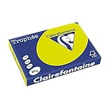 Clairefontaine 2882C - Ries Druckerpapier / Kopierpapier Trophee, intensive Farben, DIN A3, 80g, 500 Blatt, Neon Grün, 1 Ries