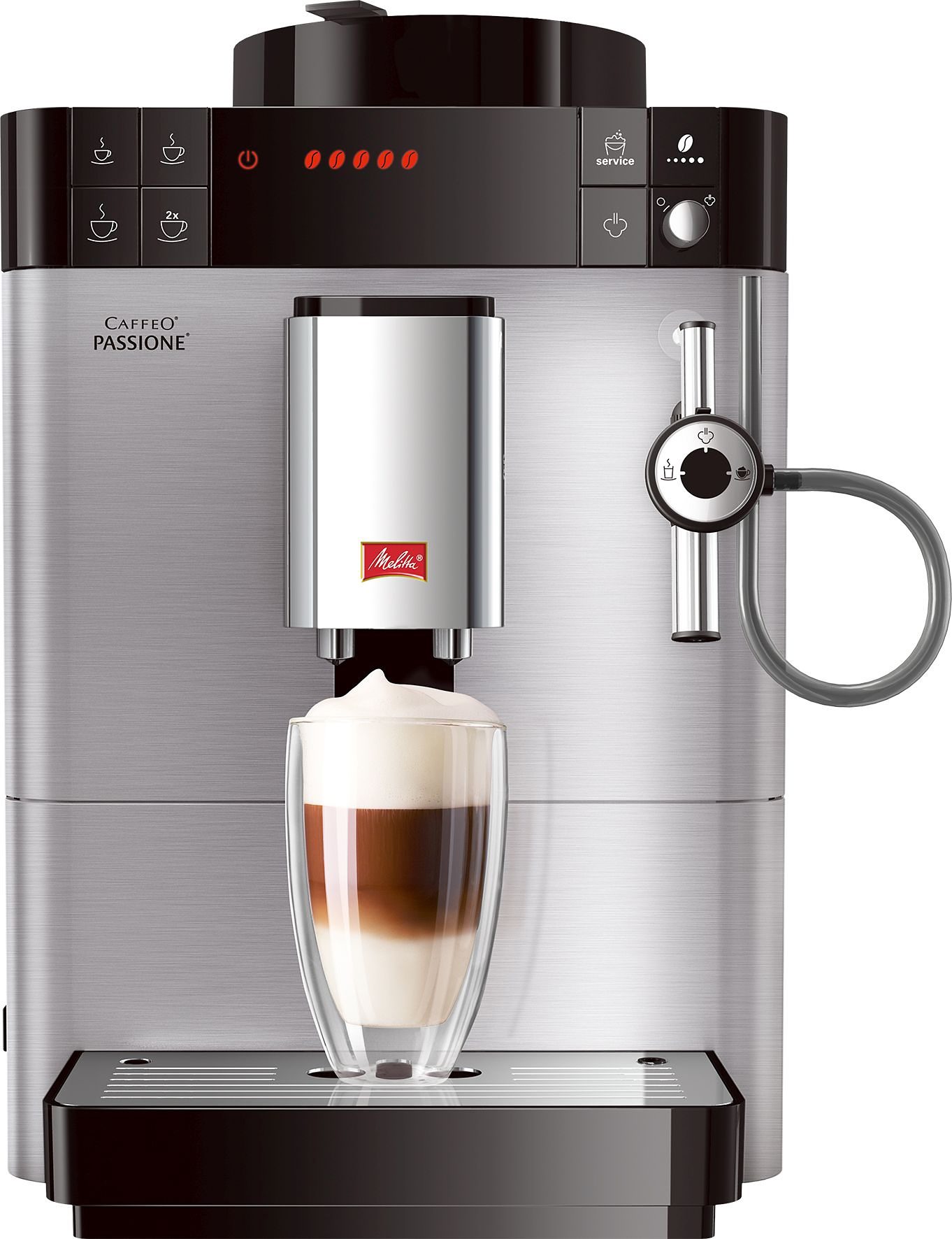 Melitta Kaffeevollautomat "Passione F54/0-100, Edelstahl", Moderne Edelstahl-Front, tassengenau frisch gemahlene Bohnen