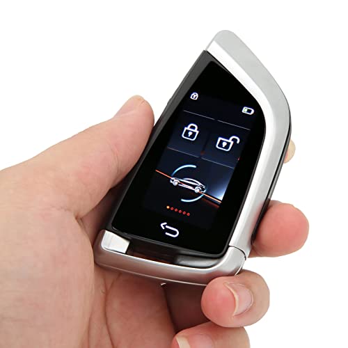 Smart Remote Autoschlüssel, Smart Key Fob mit LCD Bildschirm, Keyless Entry Auto Lock Schlüsselanhänger, Universal Car Key Fob Ersatz für One Click Start Car (Silber)