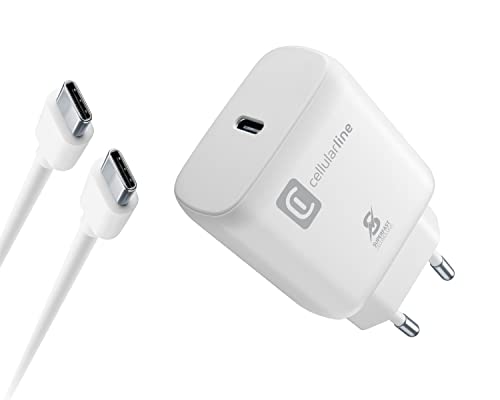 Cellularline | Super Fast Charger Kit 25W - USB-C to USB-C - Samsung | Super Fast Charge PD 25W mit USB-C auf USB-C Kabel