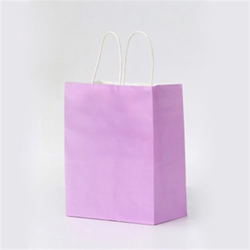 Geschenktüten 10/20 Stück Farbe Kraftpapier Tasche mit Griffe Festival Geschenk Tasche Einkaufstaschen Präsenttüten (Color : Purple, Size : 26X32X12CM_10PCS)