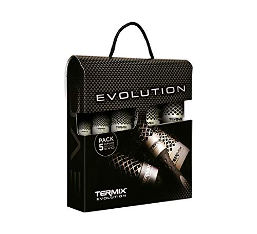 Termix Evolution SOFT -Paket mit 5 Thermo-Rundbürsten mit Leistungsstarken, Ionisierten Borsten, Speziell für Feines Haar. das Paket Enthält Die Durchmesser Ø17, Ø23, Ø28, Ø32 und Ø43