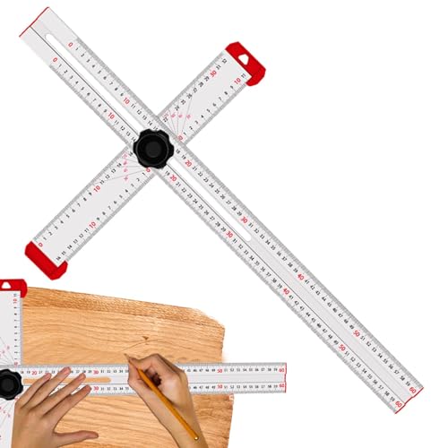 Anreißwerkzeug für Holzbearbeitung, T-Vierkant-Lineal, beweglicher Winkel, T-Form, Mult-Winkel, Anreißwerkzeug, mit Gleitkopf und bedruckter Skala, für Layout und Markierung