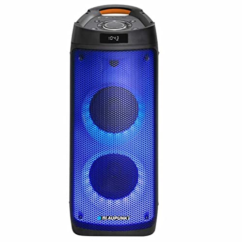 Blaupunkt PB06DB PartyBox Tragbarer Bluetooth-Lautsprecher mit Karaoke-Funktion Gitarreneingang TWS Radio AUX USB microSD Fernbedienung Disco LED Beleuchtung