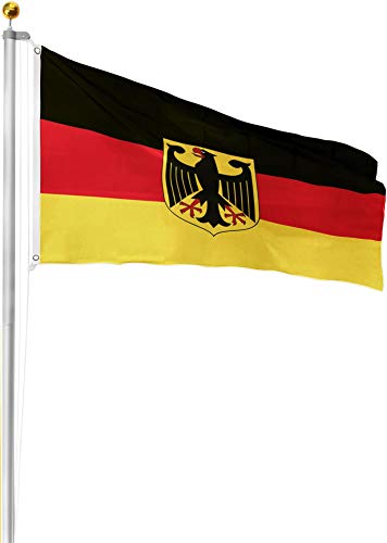 normani Aluminium Fahnenmast 6,20 6,80 oder 7,50 Meter Höhe inkl. Deutschlandfahne mit Adler oder Österreich 90x150 Farbe Deutschland mit Adler Größe 6.5 Meter