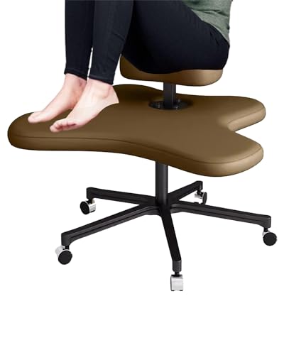 ENHEN Kniestuhl Schreibtisch Kreuzbeinstuhl mit Rädern, Hochleistungsverstellbares Knienstuhl für Gartenarbeit/Kurze Menschen/Beten/Stehschreibtisch, Ergonomisch (Color : Brown)
