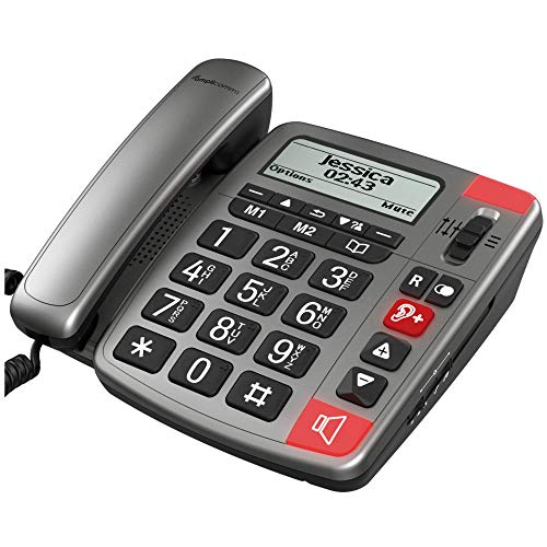 Amplicomms PowerTel 196 - Big Button Telefon für ältere Menschen mit Display - Laute Telefone für hartes Hören - Hörgeräte kompatible Telefone - Big Number Telefon - Demenztelefon für ältere Menschen
