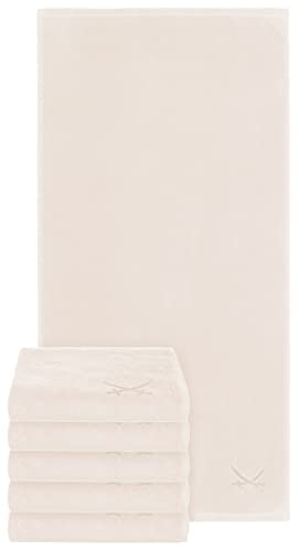 Sansibar Handtuch mit gesticktem Säbel Logo Badtuch 100% Baumwolle 50x100 cm (6er Set, Sand)