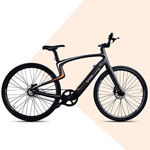 trends4cents NewUrtopia Smartes Voll-Carbon E-Bike Gr. L, Modell Sirius (schwarz orange) 35Nm Blinker Projektion Anti Diebstahl Navi App Sprachsteuerung KI Ultraleicht