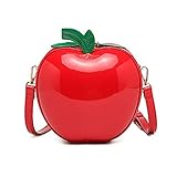 Lustige 3D Apfelform Frauen Crossbody Taschen PU Mädchen Kleine Casual Schulter Handtaschen Messenger Purses Bag Cute Adjustable Strap Clutch Jelly Purse, rot