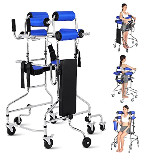 Aufrechter Rollator, 8 Räder Gehgestell mit Sitz, Stehende Rehabilitations-Mobilitätshilfe für Senioren mit Behinderungen, Höhenverstellbar, Verhindern Rückwärtskippen und Überrollen,Female
