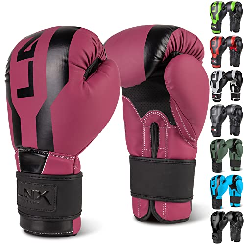LNX Boxhandschuhe Stealth - Männer Frauen 8 10 12 14 16 Oz - ideal für Kickboxen Boxen Muay Thai MMA Kampfsport Sparring Training UVM (Ultimatte Berry (502), 8 Oz)