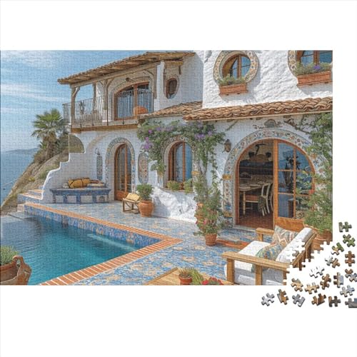 Villa am Strand 500 Stück Puzzles Für Erwachsene, Puzzle 500 Teile, Bwechslungsreiche Puzzle Erwachsene, Spielzeug Geschenk, Familien-Puzzlespiel 500pcs (52x38cm)