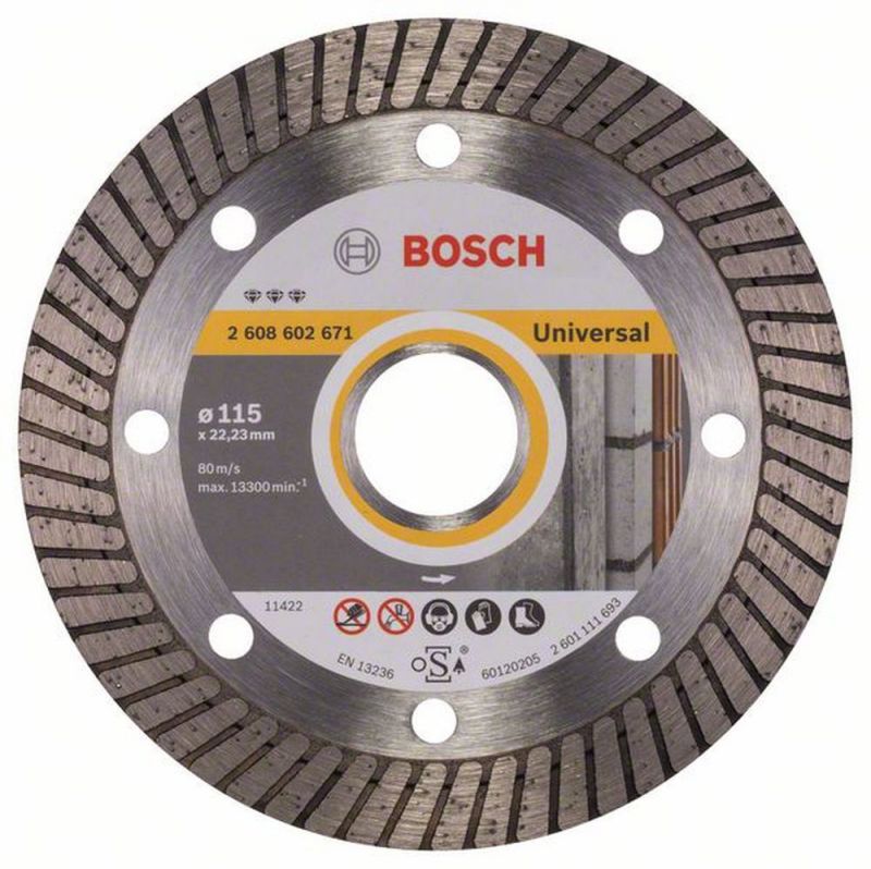 Bosch Diamanttrennscheibe Best for Universal Turbo, 115 x 22,23 x 2,2 x 12 mm 2608602671