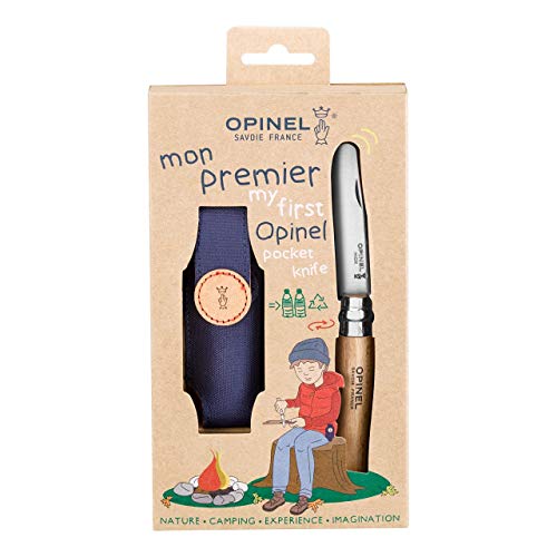 Opinel No 7, Kindermesser, rostfrei, Buchenholz natur, Etui