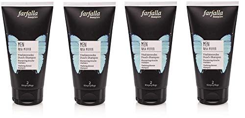 Farfalla MEN, Rosa Pfeffer Vitalisierendes Dusch-Shampoo 2in1, für Haut und Haar, vegan, 4 x 150ml,
