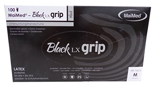 MaiMed Black LX Grip Latex Handschuhe Gr.M Box a 100 St. 74312