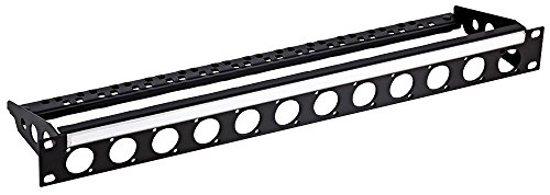 1HE Rack-Panel gelocht für 12-D-Stecker, Gehäusefarbe schwarz, Imperial 1,75", metrisch 43,8 mm, Imperial 19", metrisch 482,6 mm, zur Verwendung mit Neutrik D-Series Steckverbindern, Plattenmaterial