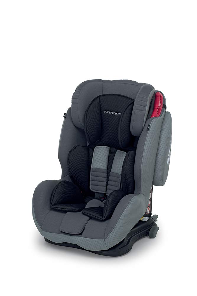 Foppapedretti Isodinamyk Autositz, IsoFix, Gruppe 1/2/3 (9–36 kg) für Kinder von 9 Monaten bis ca12 Jahren, Fahrzeugbefestigung mit Fünf-Stufen-Gurt, 66 x 50 x 76 cm, grau